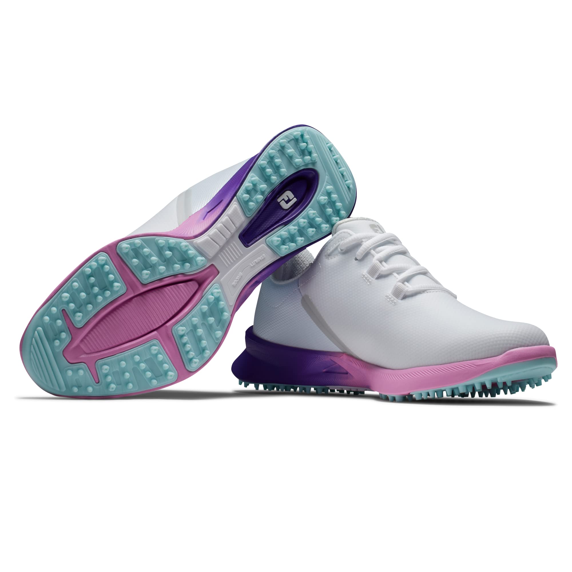 FootJoy Women's FJ Fuel Sport Golf Shoe, White/Pink/Purple, 8