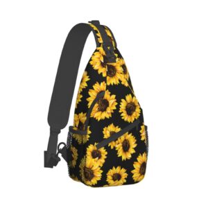 sunflower sling backpack crossbody shoulder bags for women men, sling bag travel hiking chest bag daypack unisex