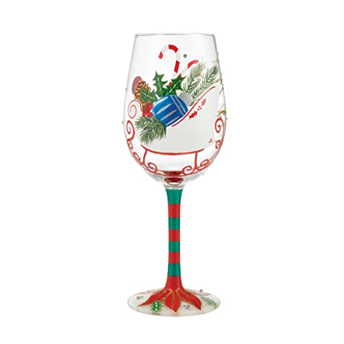 Enesco Designs by Lolita Holiday Wishes Hand-Painted Artisan Wine Glass, 15 Ounce, Multicolor