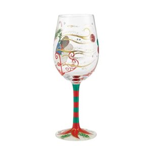 Enesco Designs by Lolita Holiday Wishes Hand-Painted Artisan Wine Glass, 15 Ounce, Multicolor