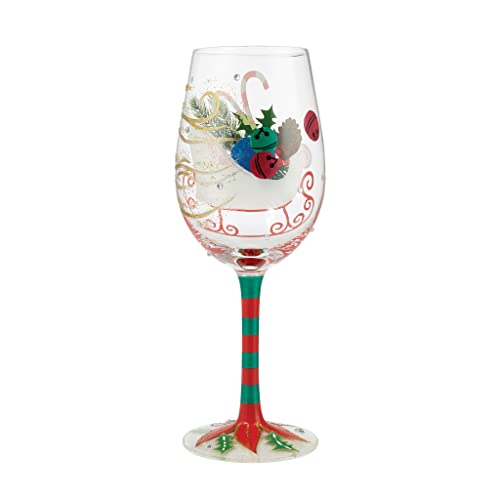 Enesco Designs by Lolita Holiday Wishes Hand-Painted Artisan Wine Glass, 15 Ounce, Multicolor