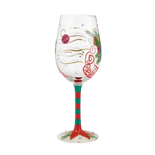 Enesco Designs by Lolita Holiday Wishes Hand-Painted Artisan Wine Glass, 15 Ounce, Multicolor