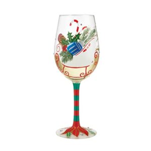 Enesco Designs by Lolita Holiday Wishes Hand-Painted Artisan Wine Glass, 15 Ounce, Multicolor