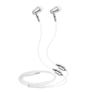 ibrain air tube headphones air tube earbuds with patented technology airtube headset with microphone & volume control airtube headphones for a safe and healthy listening (white)