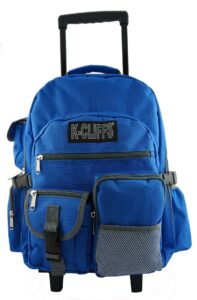 k-cliffs heavy duty rolling backpack school bookbag with wheels deluxe wheeled daypack