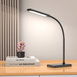 kexin led desk lamp touch control desk lamp with usb charging port 5 color modes 6 brightness levels dimmable eye-caring office lamp with memory function 1h timer adjustable gooseneck table lamp black