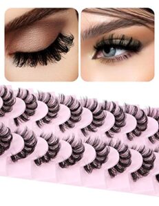 russian strip lashes d curl fluffy false eyelashes wispy fake lashes thick volume reusable eyelashes pack 9 pairs by wtvane