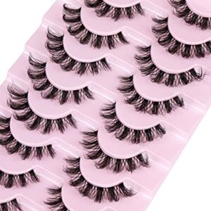 Russian Strip Lashes D Curl Fluffy False Eyelashes Wispy Fake Lashes Thick Volume Reusable Eyelashes Pack 9 Pairs by wtvane