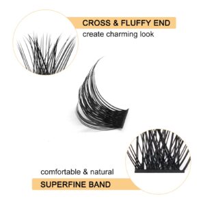 QUEWEL Cluster Lashes 72 Pcs Wide Stem Individual Lashes C/D Curl 8-16mm Length DIY Eyelash Extension False Eyelashes Natural&Mega Styles Soft for Personal Makeup Use at Home (Mega-D-14)