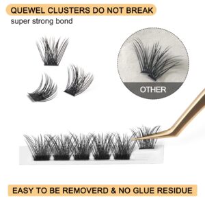 QUEWEL Cluster Lashes 72 Pcs Wide Stem Individual Lashes C/D Curl 8-16mm Length DIY Eyelash Extension False Eyelashes Natural&Mega Styles Soft for Personal Makeup Use at Home (Mega-D-14)