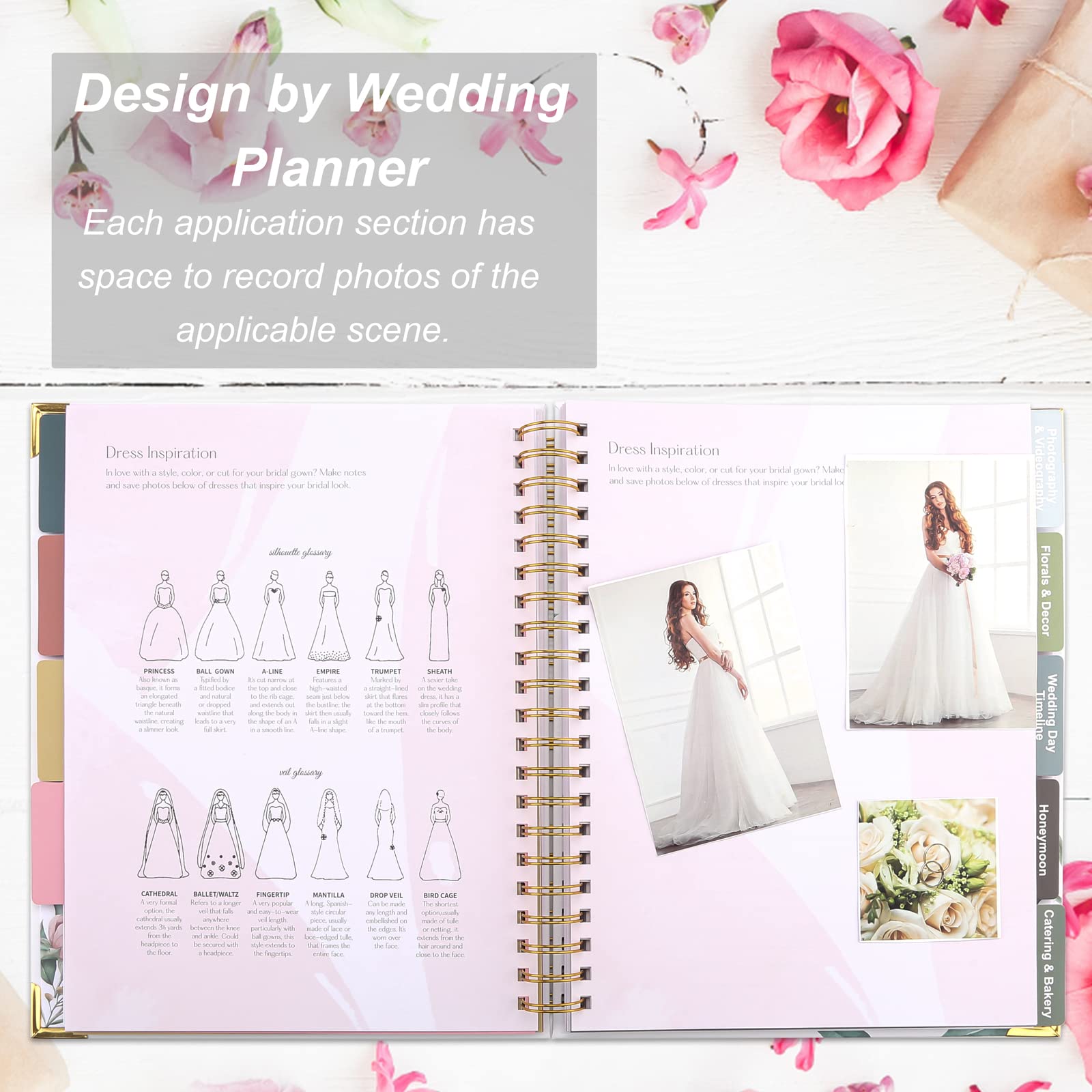 Wedding Planner Book and Organizer For The Bride,Engagement Gift for Newly Engaged Couples，Bride To Be Gifts-Planning Stickers,Pocket Folder,Ballpoint Pen and Card.