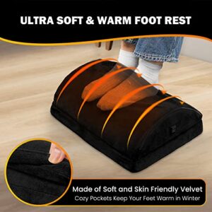 HAMOPY Heated Foot Rest for Under Desk with Pad Pocket, 3 Levels Temp Adjustable & Washable Heated Footrest, Foot Stool with Warm Foot Pocket for Office, Gaming, Ergonomic Design for Back Pain Relief