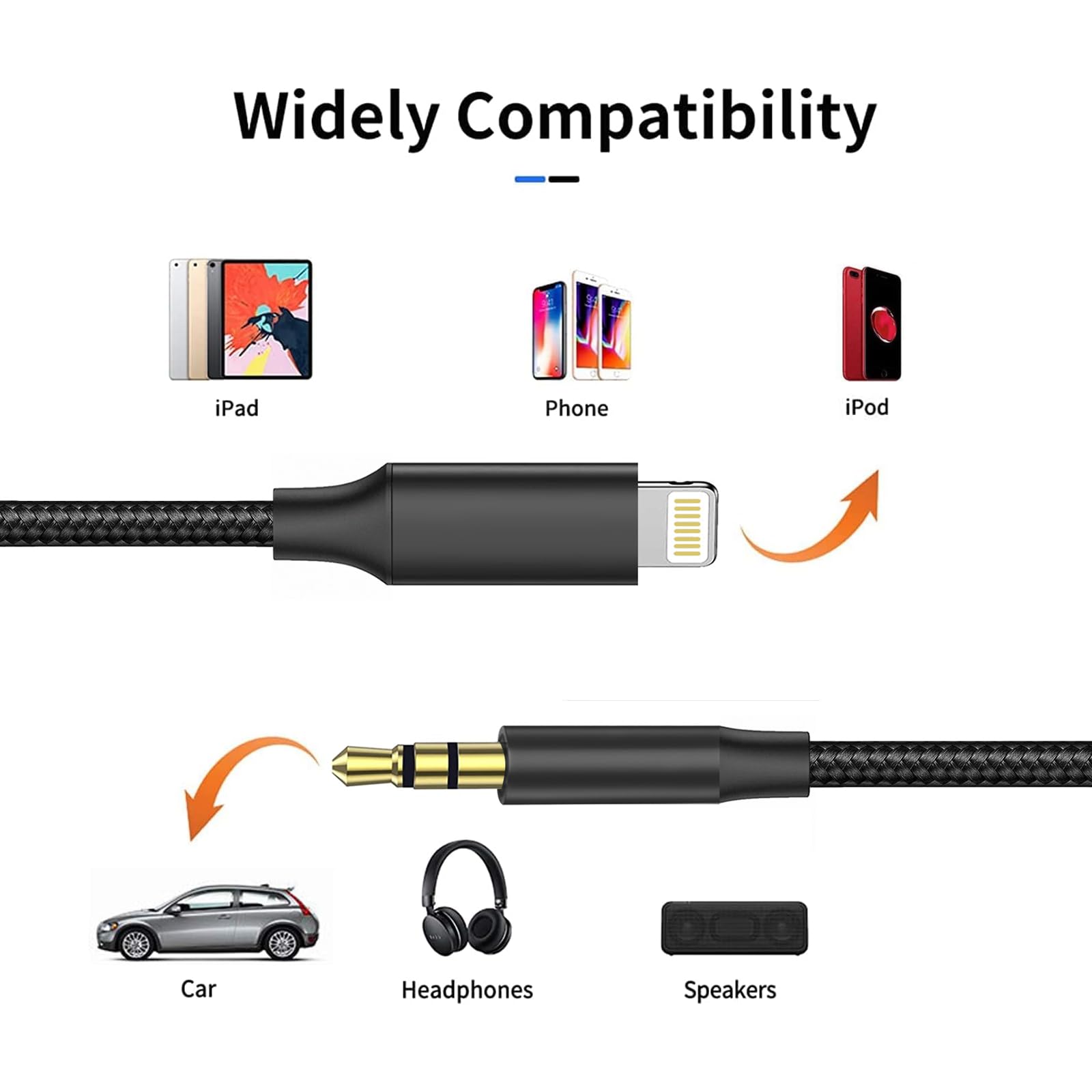 [Apple MFi Certified] iPhone AUX Cord for iPhone - Lightning to 3.5mm Aux Stereo Audio Cable Adapter Compatible with iPhone 14/13/12/11/XR/X/8/7 for Car,Speaker,Headphone Jack, 3.3ft Black