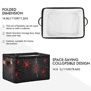 Red Halloween Spider Web Storage Bins Canvas Fabric Collapsible Organizer Basket for Organizing Fabric Storage Baskets Nursery Toys Towels Clothes 1 Pieces