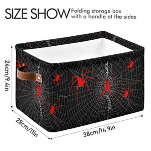 Red Halloween Spider Web Storage Bins Canvas Fabric Collapsible Organizer Basket for Organizing Fabric Storage Baskets Nursery Toys Towels Clothes 1 Pieces