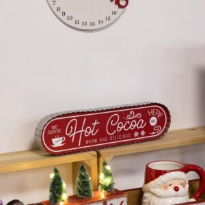 COLLECTIVE HOME - Hot Cocoa Sign, Galvanized Christmas Decoration, Rustic Wood Plaque for Cafe, Home, Bar, Hot Cocoa Tabletop Decoration