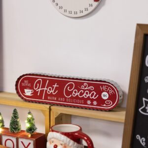 COLLECTIVE HOME - Hot Cocoa Sign, Galvanized Christmas Decoration, Rustic Wood Plaque for Cafe, Home, Bar, Hot Cocoa Tabletop Decoration