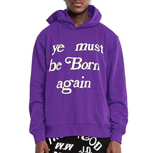 astro monical Ye Must Be Born Again Graphic Hoodies Rapper Graphic Hoodies For Men Oversized Cotton Sport Jumper Violet,L