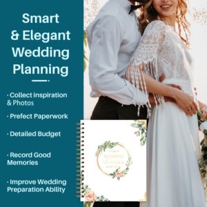 Wedding Planner Book and Organizer for the Bride - Keep Everything Organized & Together - Beautiful Engagement Gift for Couples,Bride To Be Gifts - Hard Cover & Pockets (Golden Coil Flower)