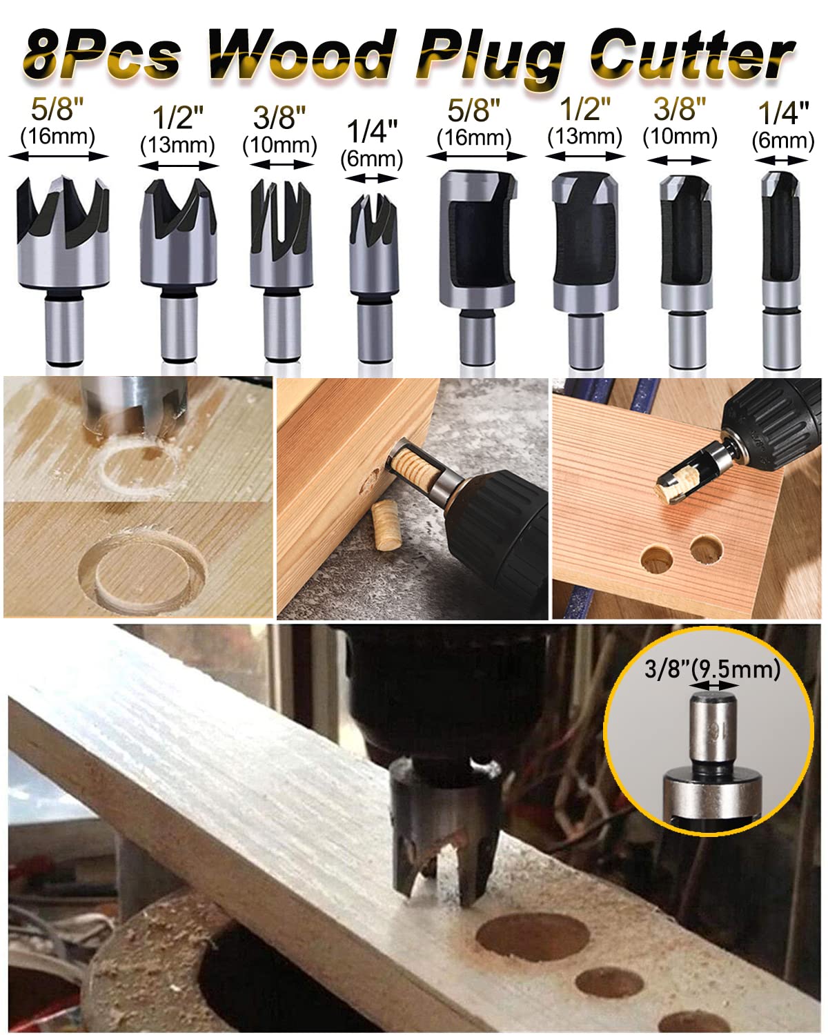 28 Pack Woodworking Chamfer Drilling Tools with a Case, Rocaris Including 6 Countersink, 5 Metric Step Drill Bit, 7 Counter Sinker Drill Bit Set with L-Wrench, 8 Wood Plug Cutter