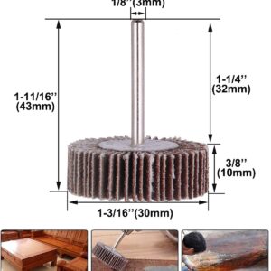 Rocaris 10 Pack Flap Wheel, 120 Grit for Rotary Tools，1/8 inch Shank (32X10X3)