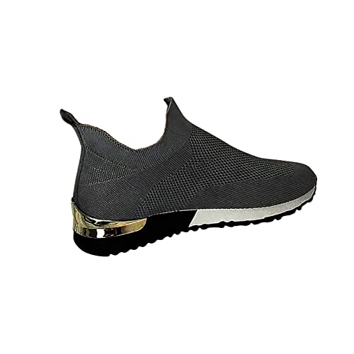 Color Block Walking Shoes Women Thick Sole Breathable Woven Mesh Slip-on Easy Sneakers Comfortable Lazy Casual Shoes Lightweight Yoga Tennis Athletic Shoes