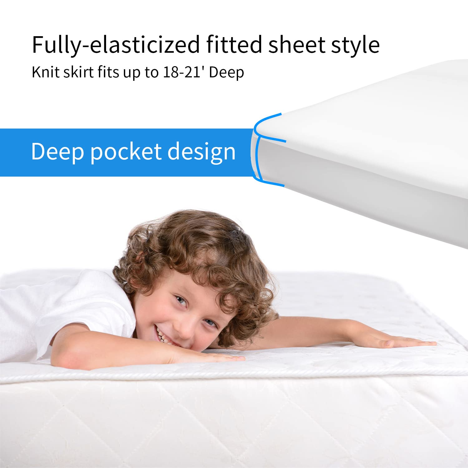 Letech+ Waterproof Mattress Protector Fitted Style, Queen Size 100% Cotton Terry Smooth and Breathable Top, Mattress Cover - Noiseless Vinyl-Free Deep Pocket Machine Washable Protector