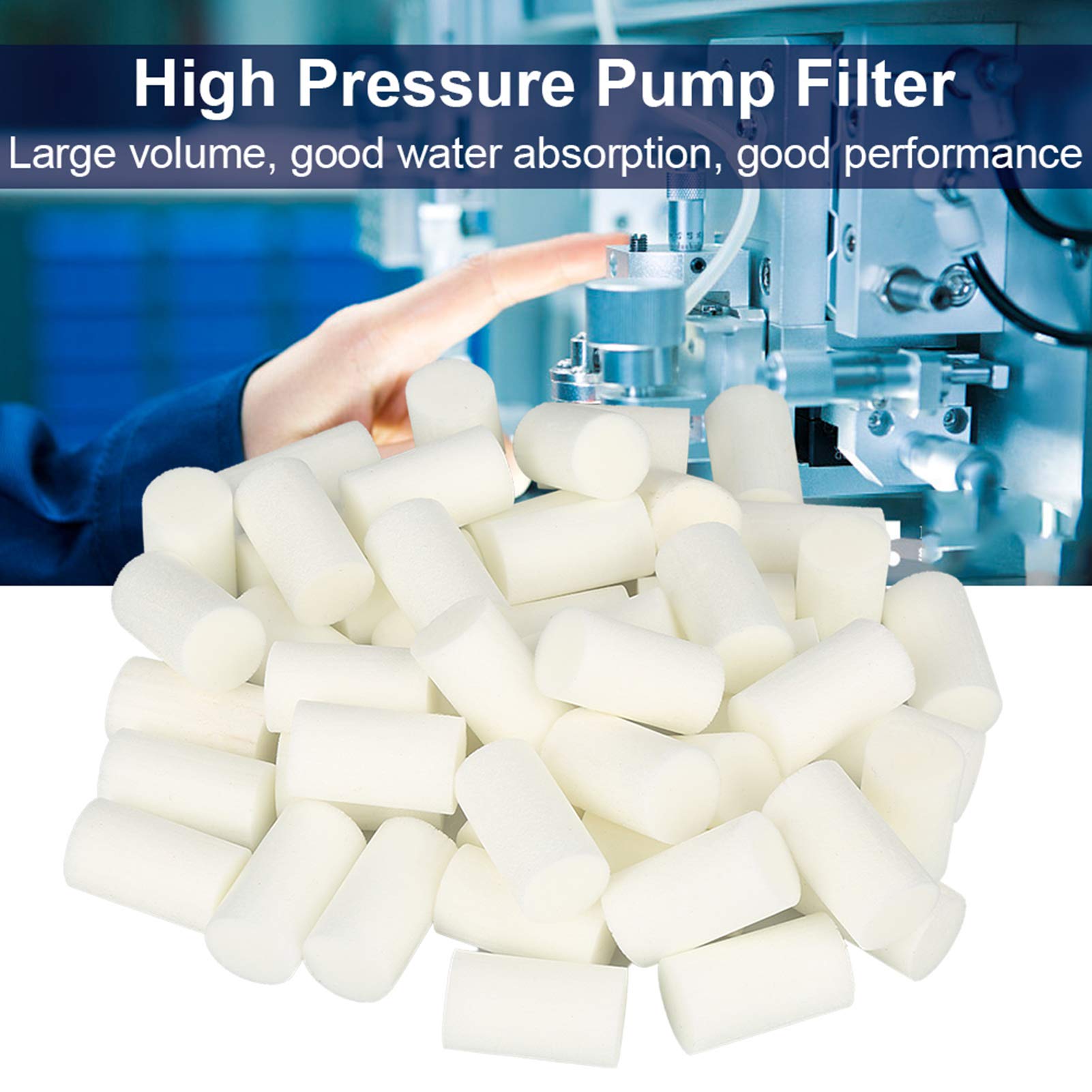Pump Prefilter, 50Pcs Replacement Cylinders Accessories Pre Filter Prefilter Sponge for Electric High Pressure 30MPa Air Compressor Part