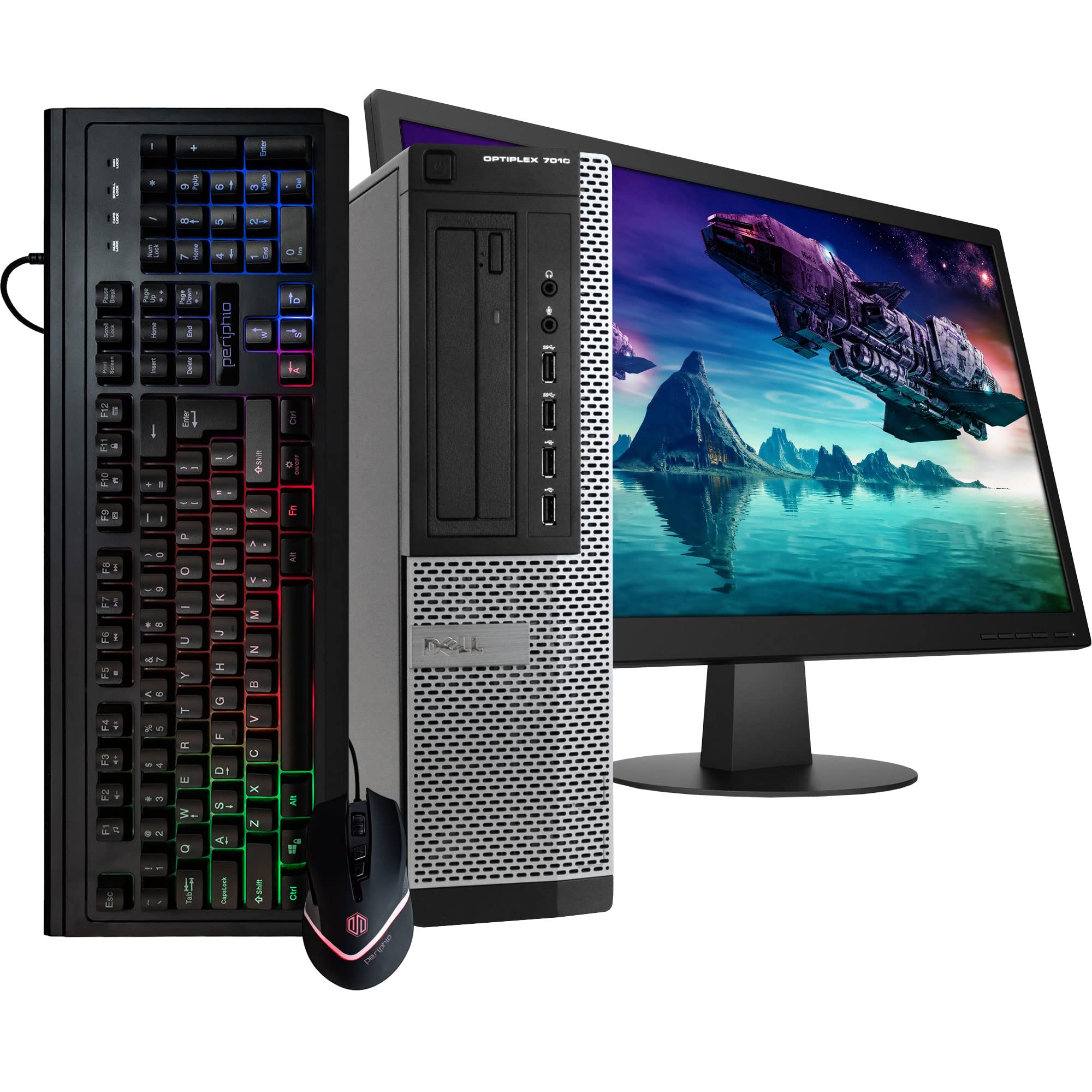 Dell Optiplex 7010 Small Desktop Computer (SFF) | Quad Core Intel i5 (3.2GHz) | 16GB DDR3 RAM | 2TB HDD Hard Disk Drive | Windows 10 Pro | 24in Monitor | RGB Mouse + Keyboard (Renewed)