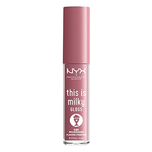 NYX PROFESSIONAL MAKEUP This Is Milky Gloss, Lip Gloss with 12 Hour Hydration, Vegan - Ube Milkshake (Mauve Purple)