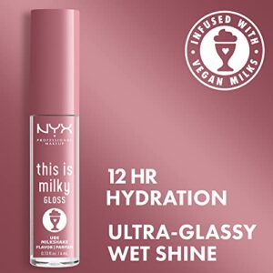 NYX PROFESSIONAL MAKEUP This Is Milky Gloss, Lip Gloss with 12 Hour Hydration, Vegan - Ube Milkshake (Mauve Purple)