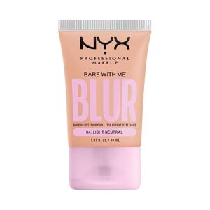 nyx professional makeup bare with me blur skin tint foundation make up with matcha, glycerin & niacinamide - light neutral