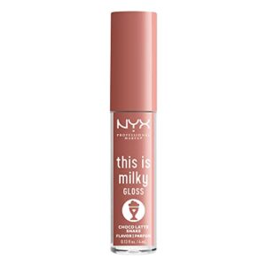 NYX PROFESSIONAL MAKEUP This Is Milky Gloss, Lip Gloss with 12 Hour Hydration, Vegan - Choco Latte Shake (Milk Chocolate)