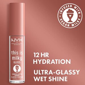 NYX PROFESSIONAL MAKEUP This Is Milky Gloss, Lip Gloss with 12 Hour Hydration, Vegan - Choco Latte Shake (Milk Chocolate)