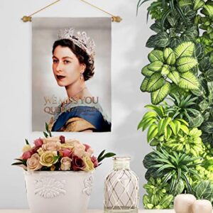 Queen Elizabeth II Flag We Miss You Garden Flag Set Wood Dowel Sweet Life Sympathy Remembrance Memorial Bereavement Love Support Emotion Postive House Banner Small Yard Gift Double-Sided, Made in USA