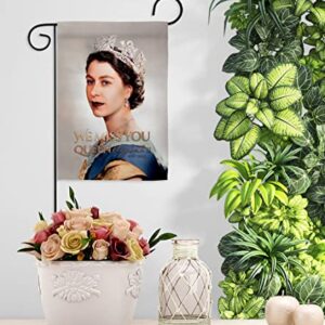 Queen Elizabeth II Flag We Miss You Garden Flag Set Wood Dowel Sweet Life Sympathy Remembrance Memorial Bereavement Love Support Emotion Postive House Banner Small Yard Gift Double-Sided, Made in USA