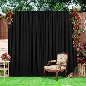 20ft×10ft Wrinkle Free Black Backdrop Curtain for Party, 4 Panels 5×10 ft Thick Silky Polyester Photo Backdrop Drapes for 50th Birthday Parties Baby Shower Graduation Wedding Photograhy Home Decor