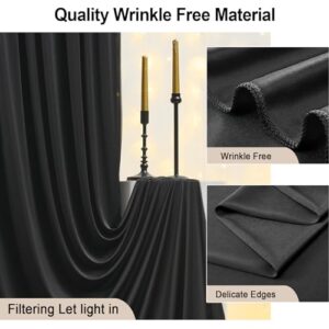 20ft×10ft Wrinkle Free Black Backdrop Curtain for Party, 4 Panels 5×10 ft Thick Silky Polyester Photo Backdrop Drapes for 50th Birthday Parties Baby Shower Graduation Wedding Photograhy Home Decor