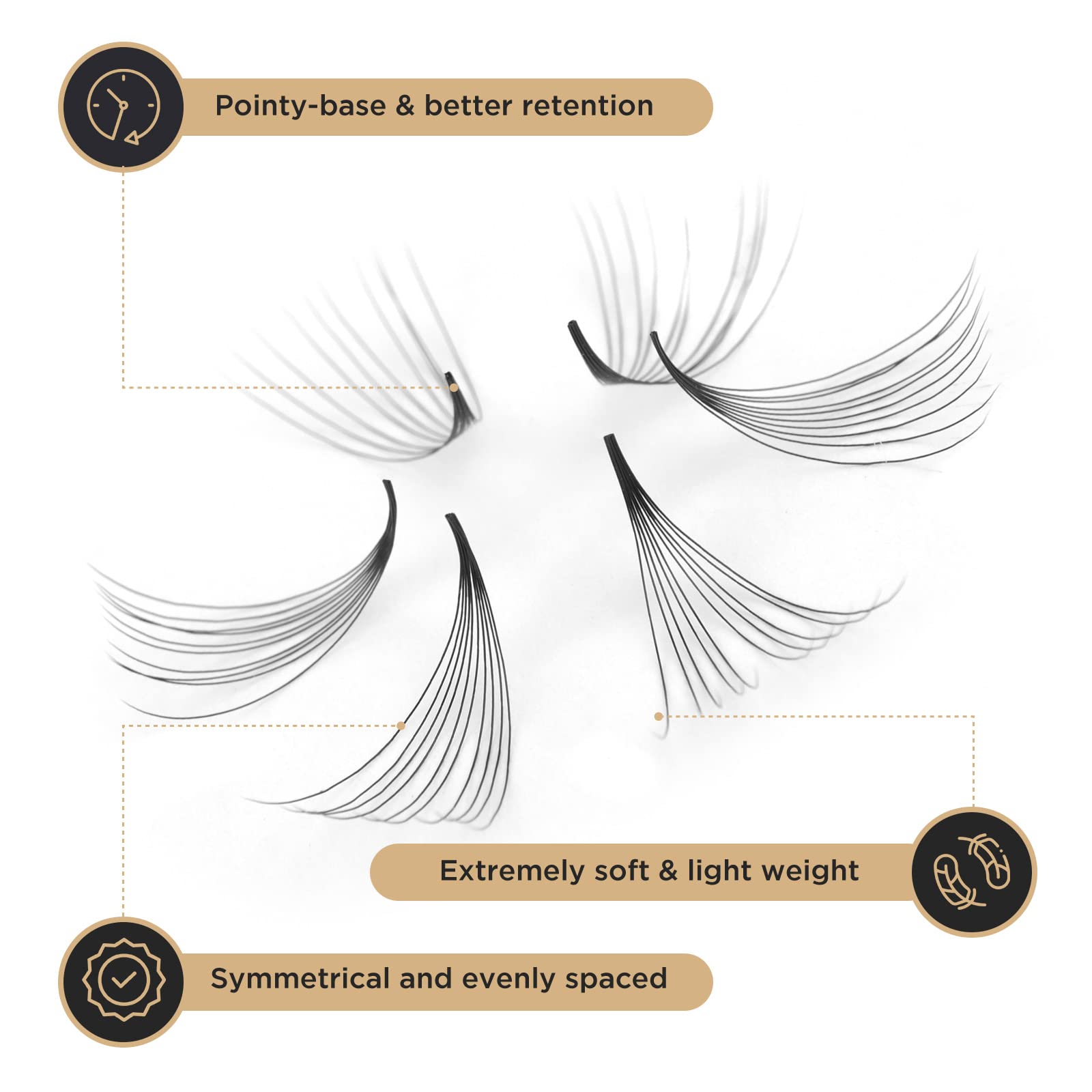 LASHVIEW 1000 Premade Volume Eyelash Extensions Mixed Tray 10D D Curl Premade Lash Fans Pointed Handmade Thin Base (10D-0.07D,9-16mm)