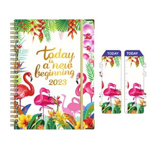 2023 planner - weekly and monthly planner 2023, january 2023 - december 2023, 6.4" x 8.43" calendar planner, 2023 planner includes thick paper, tabs, inner procket - flamingo