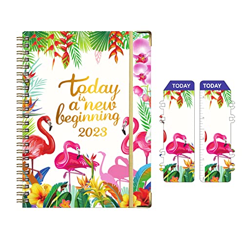 2023 Planner - Weekly and Monthly Planner 2023, January 2023 - December 2023, 6.4" x 8.43" Calendar Planner, 2023 Planner includes Thick Paper, Tabs, Inner procket - Flamingo