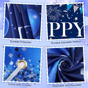 Navy Blue Silver Happy Retirement Party Decorations Large Blue Silver Happy Retirement Banner Yard Sign with 18pcs balloons Retirement Party Photo Booth for Men Women Office Farewell Party Supplies