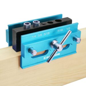 Kingson Self Centering Dowel Jig, Wood Doweling Hole Drill Guide Tool with Step Drill Guide Bushings Set, Woodworking Joints Tools for DIY Project