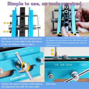 Kingson Self Centering Dowel Jig, Wood Doweling Hole Drill Guide Tool with Step Drill Guide Bushings Set, Woodworking Joints Tools for DIY Project