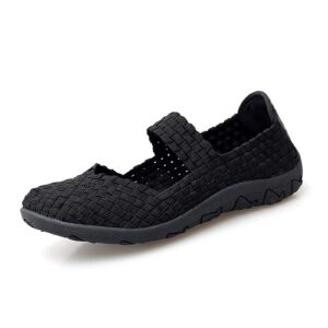 veroders women's elastic sport sandals - hiking sandals woven elastic walking sandals slip on lightweight sneakers ht-552 black 40