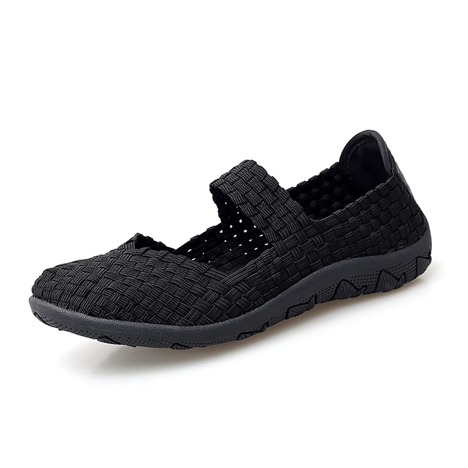 Veroders Women's Elastic Sport Sandals - Hiking Sandals Woven Elastic Walking Sandals Slip on Lightweight Sneakers HT-552 Black 40