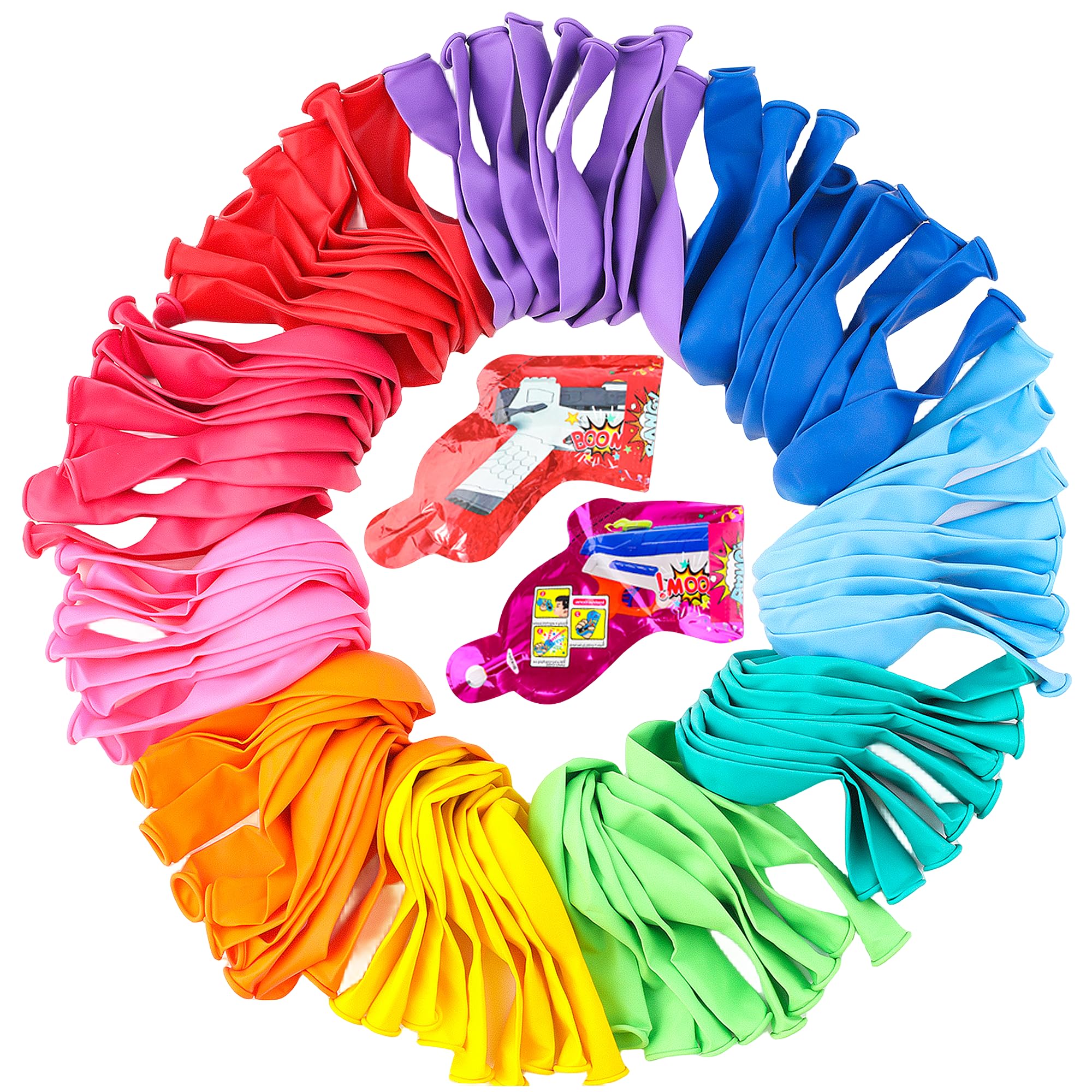 Colorful Balloons 100 PCS, Assorted Color 12 Inches Rainbow Latex Balloons with Bonus Confetti, 10 Bright Colors Party Balloons for Birthday, Wedding, Baby Shower, Decoration (Round-100)