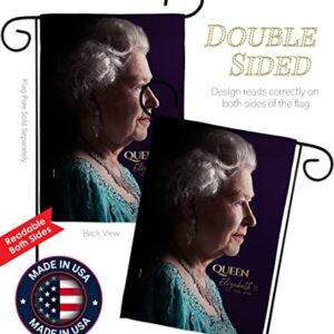 Queen Elizabeth II Flag - Set Wood Dowel Sweet Life Sympathy Remembrance Memorial Bereavement Love Support Emotion Postive - House Banner Small Yard Gift Double-Sided Made In USA 13 X 18.5