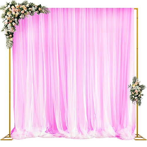 Wokceer 10x10 FT Backdrop Stand Heavy Duty Pipe and Drape Backdrop Stand Kit, Adjustable White Backdrop Stand for Wedding Photo Booth Background Birthday Party Photography Exhibition Decoration