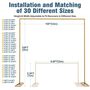 Wokceer 10x10 FT Backdrop Stand Heavy Duty Pipe and Drape Backdrop Stand Kit, Adjustable White Backdrop Stand for Wedding Photo Booth Background Birthday Party Photography Exhibition Decoration